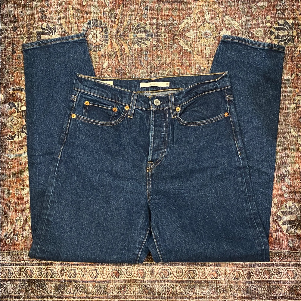 Classic High-Rise Straight Jeans in Dark Blue - Picture 6 of 14
